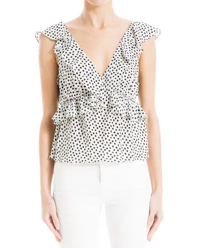 Max Studio V Neck Blouse In White