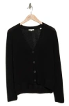 Max Studio V-neck Button Front Cardigan In Black