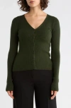 Max Studio V-neck Cardigan V-neck Cardigan In Green