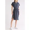 Max Studio V-neck Cuffed Sleeve Shirtdress In Ombre