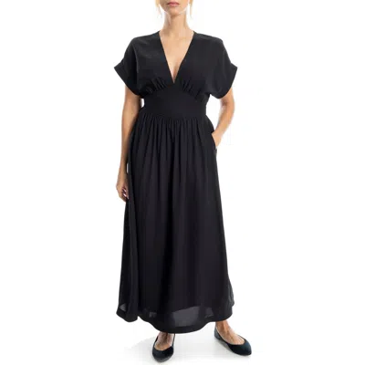 Max Studio V-neck Maxi Dress In Black