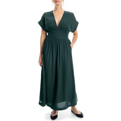 Max Studio V-neck Maxi Dress In Green