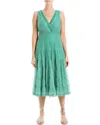 Max Studio V-neck Sleeveless Mesh Midi Dress