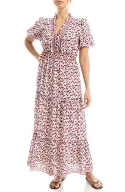 Max Studio V-neck Short Sleeve Tiered Maxi Dress