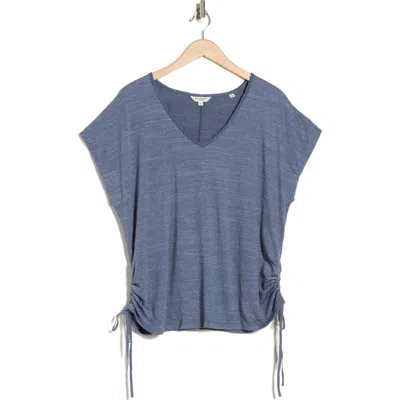 Max Studio V-neck Side Cinched Top In Blue