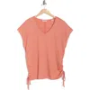 Max Studio V-neck Side Cinched Top In Pink