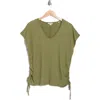 Max Studio V-neck Side Cinched Top In Green