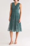 Max Studio V-neck Sleeveless Mesh Midi Dress In Teal