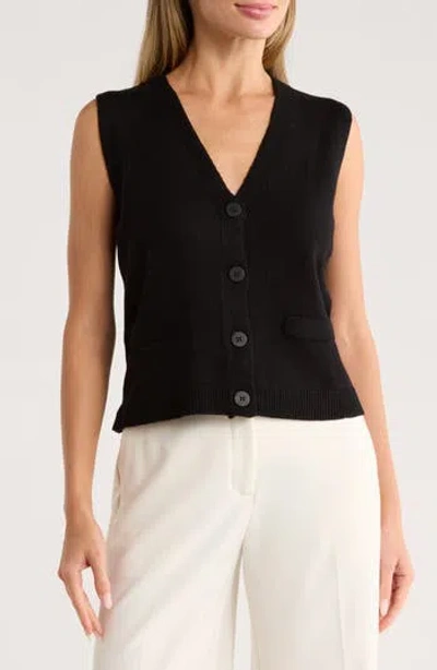 Max Studio V-neck Sweater Vest In Black