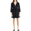 Max Studio V-neck Three-quarter Sleeve Minidress In Black