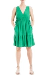 Max Studio V-neck Tiered Minidress In Amazon-amazon