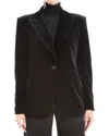 Max Studio Peak Lapel Velvet Blazer In Black