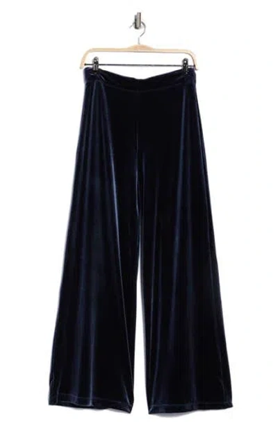 Max Studio Velvet Wide Leg Pants In Blue