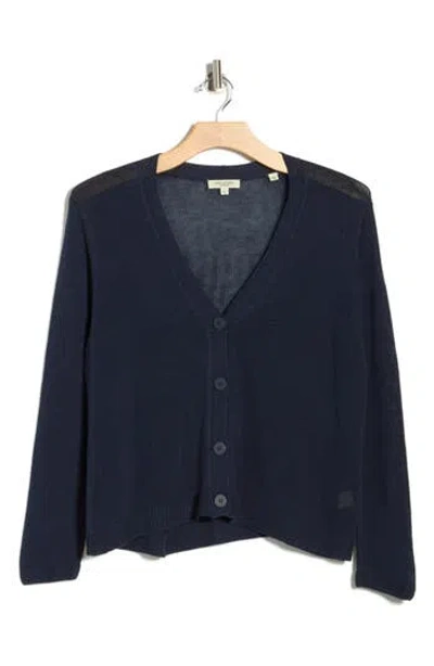 Max Studio V-neck Button Front Cardigan In Blue