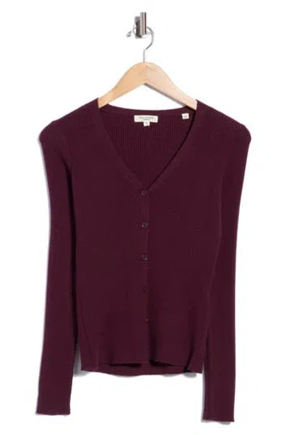 Max Studio V-neck Cardigan V-neck Cardigan In Burgundy