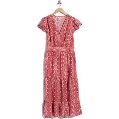 Max Studio V-neck Flutter Sleeve Maxi Dress
