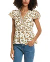 Max Studio V-neck Flutter Sleeve Top In White