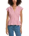 Max Studio V-neck Front Pleat Top In Pink