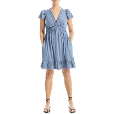 Max Studio V-neck Jersey Dress In Blue