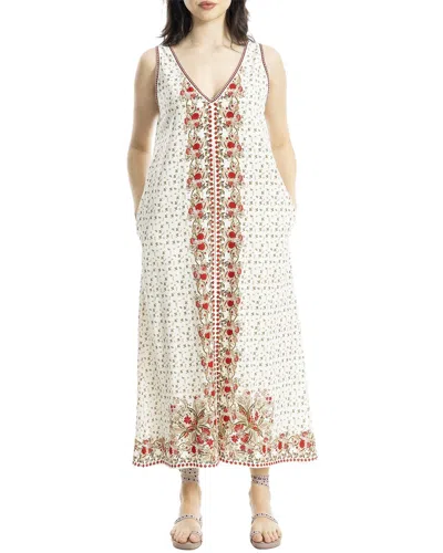 Max Studio V-neck Linen-blend Maxi Dress In Animal Print