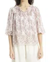 Max Studio V-neck Puff Sleeve Top In Multi