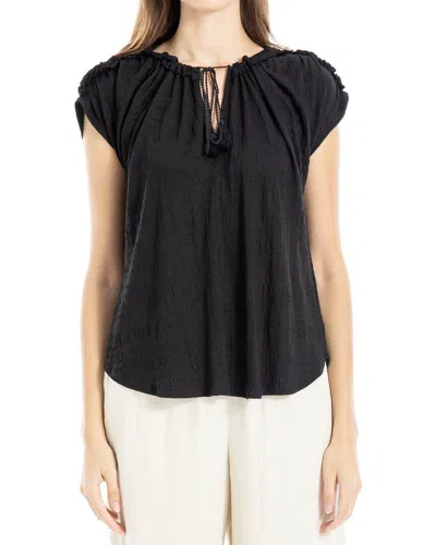 Max Studio Tie Keyhole Cap Sleeve Top In Black