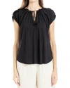 Max Studio Tie Keyhole Cap Sleeve Top In Black