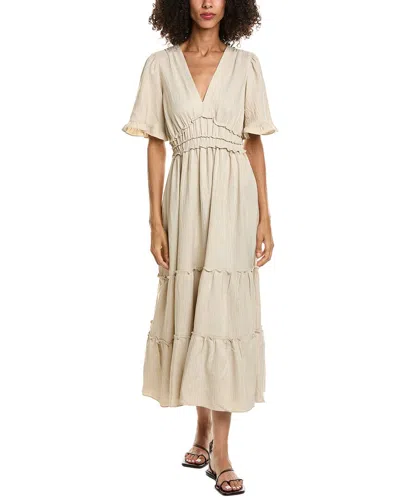 Max Studio V-neck Tiered Empire Waist Maxi Dress In Grey