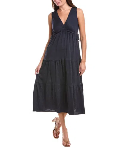 Max Studio V-neck Tiered Maxi Dress In Black