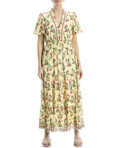 Max Studio V-neck Tiered Maxi Dress In Yellow