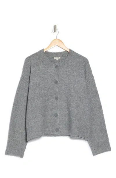 Max Studio Waffle Knit Cardigan In Heather Gray