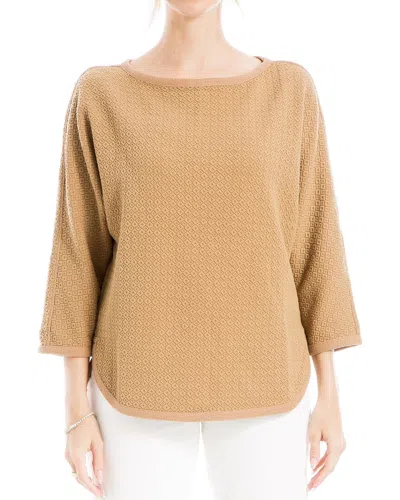Max Studio Waffle Shirttail Top In Brown