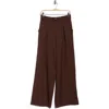 Max Studio Waist Tab Pleated Front Wide Leg Pants In Brown