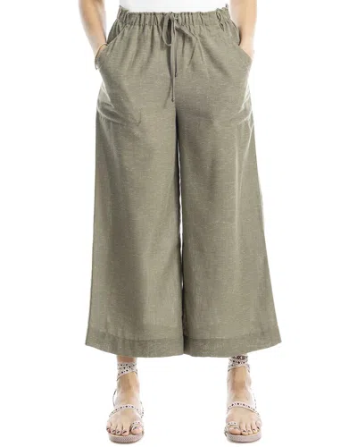 Max Studio Wide Leg Drawstring Linen-blend Crop Pant In Green
