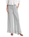 Max Studio Wide Leg Drawstring Linen-blend Pant In Gray