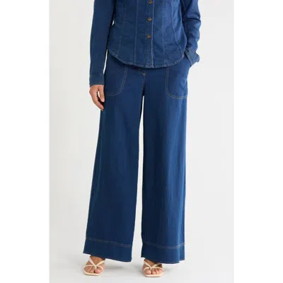 Max Studio Wide Leg Jeans In Blue