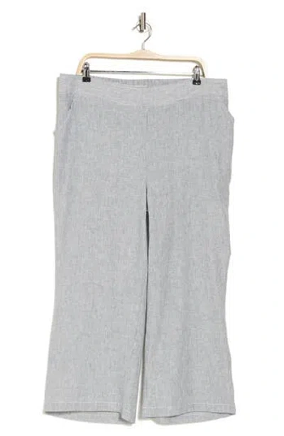 Max Studio Wide Leg Linen Blend Crop Pants In Gray