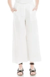 Shop Max Studio Wide Leg Linen Blend Crop Pants In White