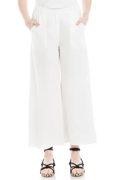 Max Studio Wide Leg Linen Blend Crop Pants In White