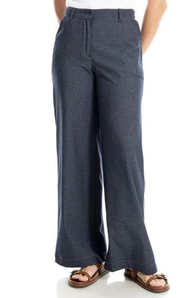 Max Studio Wide Leg Pants In Blue