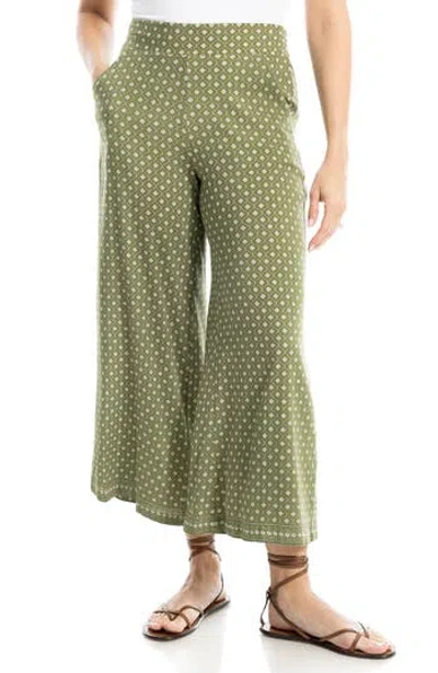 Max Studio Wide Leg Pull-on Crop Pants In Green