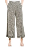 Max Studio Wide Leg Pull-on Crop Pants In Cream/diamond Ladders