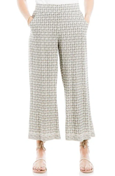 Max Studio Wide Leg Pull-on Crop Pants In White