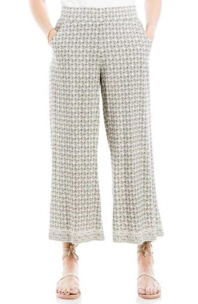 Max Studio Wide Leg Pull-on Crop Pants In Crmtnbda