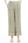 Max Studio Wide Leg Pull-on Crop Pants In Sage/cream