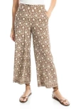 Max Studio Wide Leg Pull-on Crop Pants In Umber/cream