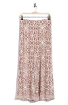 Max Studio Wide Leg Pull-on Crop Pants In Cream/ Nvy/ Rust Garden