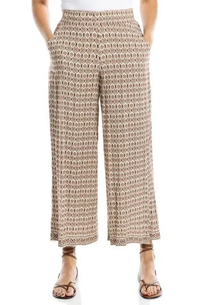 Max Studio Wide Leg Pull-on Crop Pants In Multi