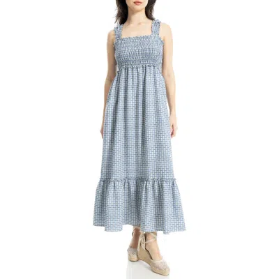Max Studio Wide Strap Smocked Maxi Dress In Blue