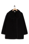 Max Studio Wing Collar Faux Shearling Jacket In Black